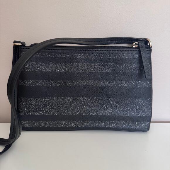 Kate Spade Haven Lane Ramey Crossbody Bag Black Glitter Stripes - Picture 7 of 7